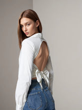 Bow Lace Up Backless Blouse